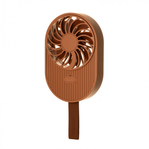 LLD-17 0.7-1.2W Forme De Crème Glacée Portable 2 Contrôle De Vitesse USB Ventilateur De Poche Avec Lanière (Marron) SH166Z750-010
