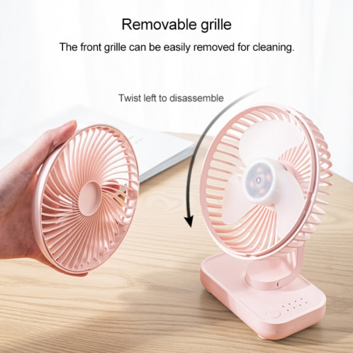 Ventilateur de bureau réglable à quatre vitesses et rechargeable USB D606 4W (rose) SH511F176-07