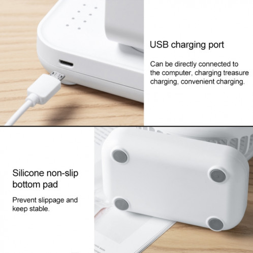 Ventilateur de bureau réglable portable à quatre vitesses rechargeable D606 4W USB (blanc) SH511W131-07