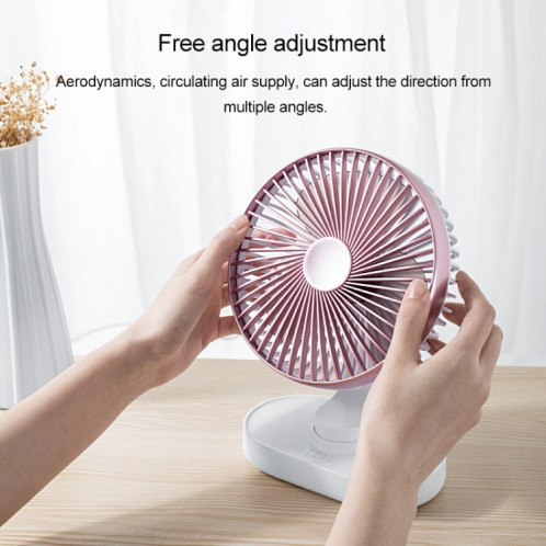 D77 4W Micro USB et USB-C / Type-C Rechargeable Portable Ventilateur de bureau à secousse de tête automatique réglable à quatre vitesses (rose) SH512F1914-09