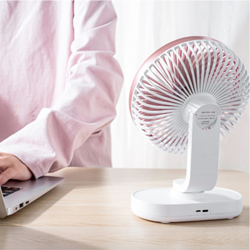 D77 4W Micro USB et USB-C / Type-C Rechargeable Portable Ventilateur de bureau à secousse de tête automatique réglable à quatre vitesses (rose) SH512F1914-09