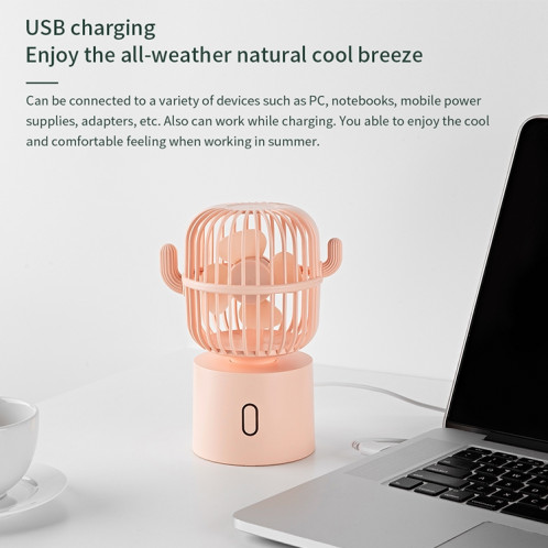 F6 Cactus Mini ventilateur portable USB tête secouante ventilateur électrique de bureau (bleu foncé) SH610D828-012