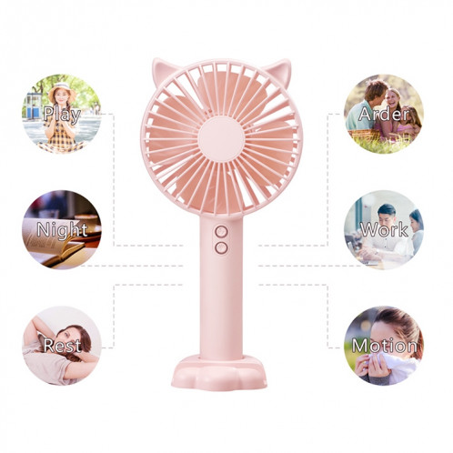 Ventilateur électrique de support de bureau multifonction N10, avec contrôle à 3 vitesses (rose) SH200F774-011