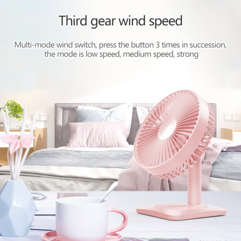 Ventilateur électrique de bureau muet de chargement USB réglable N11, avec contrôle à 3 vitesses (rose) SH201F1884-014