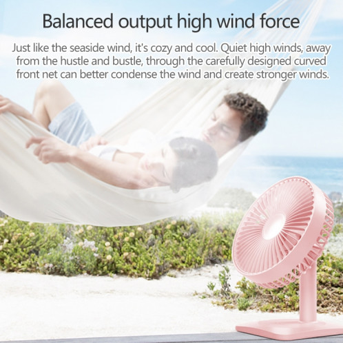 Ventilateur électrique de bureau muet de chargement USB réglable N11, avec contrôle à 3 vitesses (rose) SH201F1884-014