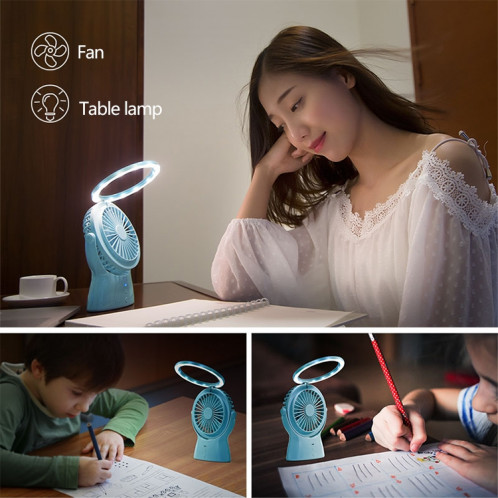 S1 lampe de table de ventilateur électrique de bureau multifonction portative de chargement USB, avec contrôle à 3 vitesses (vert menthe) SH02MG1493-011