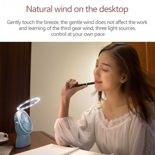 S1 Multi-fonction Portable USB Charge Mute Lampe De Table De Ventilateur Électrique De Bureau, Avec Contrôle 3 Vitesses (Bleu Ciel) SH02SL1815-011
