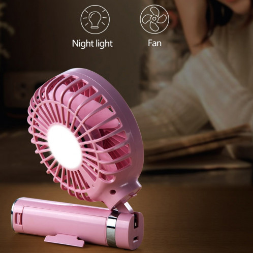 Ventilateur électrique portable pliable S2, avec contrôle à 3 vitesses et veilleuse (rose) SH203F1125-013
