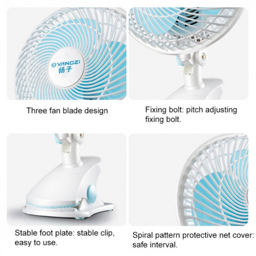 Mini ventilateur électrique de base de clip muet de dortoir domestique portatif 220V, longueur: 1,5 m SH28591951-08