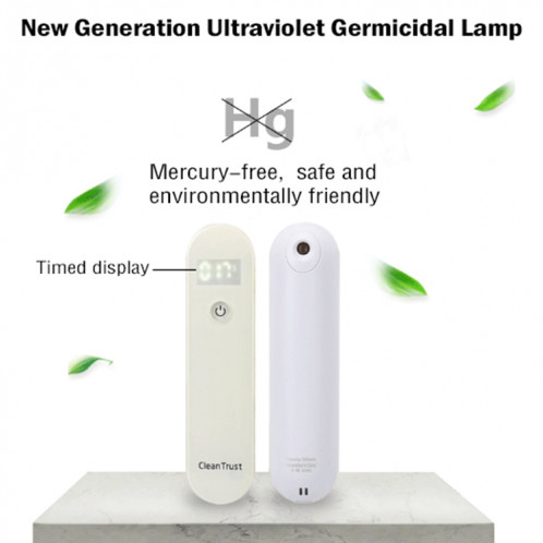Clean Trust Portable UVC LED Light Stérilisateur Désinfection Stick Lamp (White) SH487W1768-08