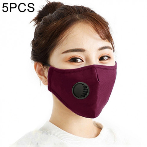 5 PCS pour hommes femmes filtre remplaçable lavable masque respiratoire PM2.5 masque anti-poussière (rouge foncé) SH503A1897-07