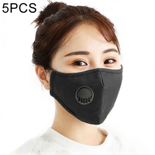 5 PCS pour hommes femmes filtre remplaçable lavable masque respiratoire PM2.5 masque anti-poussière (noir) SH503B1262-07