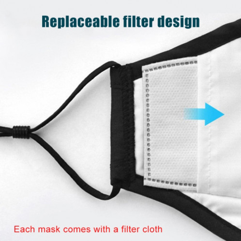 5 PCS pour hommes femmes filtre remplaçable lavable masque respiratoire PM2.5 masque anti-poussière (gris) SH503H1848-07