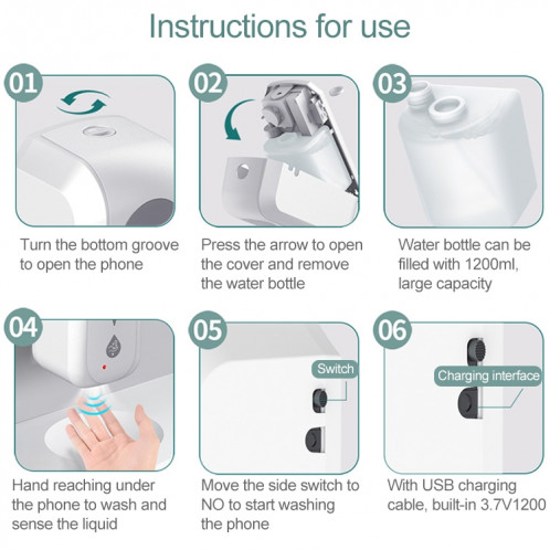 Distributeur de stérilisation par pulvérisation automatique sans contact à capteur infrarouge 1200ML (rose) SH821F1972-015