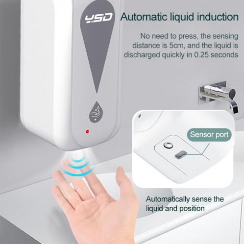 Distributeur de stérilisation par pulvérisation automatique sans contact à capteur infrarouge 1200ML (blanc) SH821W1867-015