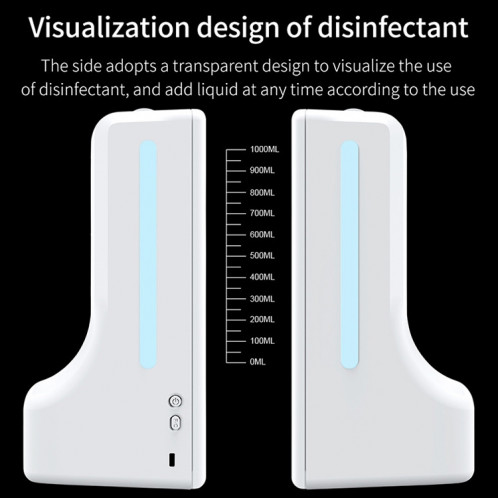Distributeur automatique de Gel Hydroalcoolique sans contact 1000 ml + prise de température (blanc) SH142W433-09