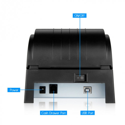 Imprimante de reçu thermique portable de 90 mm / sec POS-5890T, commande compatible ESC / POS (noir) SH003B1757-010