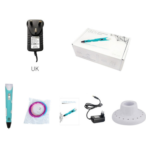 Stylo d'impression 3D portatif, prise britannique (bleu) SH036L1102-013
