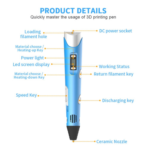 Stylo d'impression 3D portable, prise USB (jaune) SH038Y1561-013