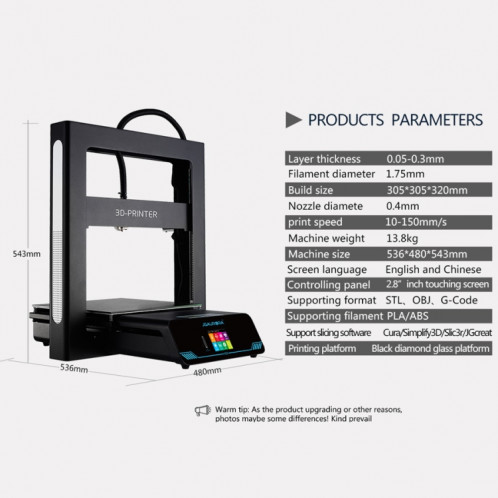 Imprimante 3D physique tridimensionnelle de cadre de plaque métallique de haute précision de bureau de JGAURORA A5 SH0053151-016