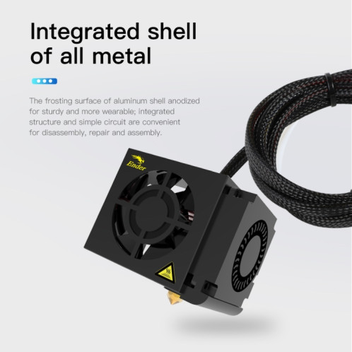 Kit d'extrémité chaude de buse complète d'extrudeuse Creality 24V 40W avec extrudeuse de buse + ventilateur de refroidissement + coque pour imprimante 3D Ender-3 SH0073758-010