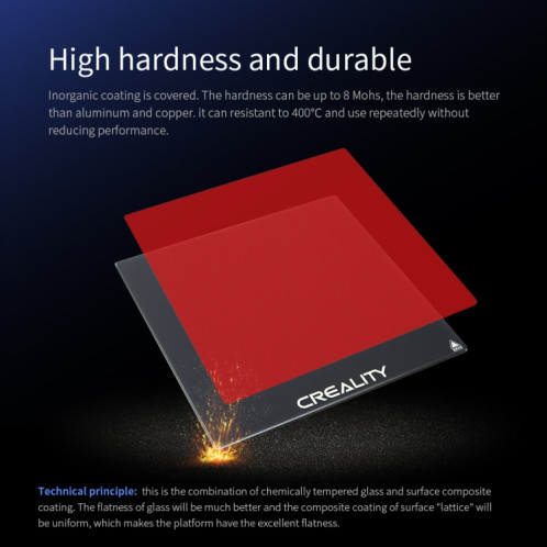 Creality Carborundum Plate-forme de plaque de verre Surface de construction de lit chauffant pour pièce d'imprimante 3D Ender-3 SC0075913-08