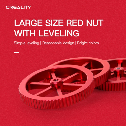 Creality Écrou de nivellement vissé à la main en métal rouge pour imprimante 3D Ender-3 / Ender-3 Pro / Ender-3 V2 / CR-10 Pro V2 (rouge) SC079R101-09
