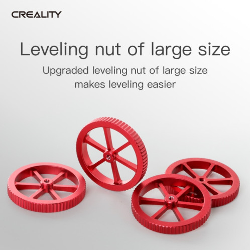 Creality Écrou de nivellement vissé à la main en métal rouge pour imprimante 3D Ender-3 / Ender-3 Pro / Ender-3 V2 / CR-10 Pro V2 (rouge) SC079R101-09