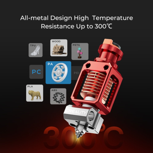 CREALITY Imprimante 3D Partie Spider Haute Température et Haut Débit Hotend Pro (Rouge) SC0087785-011
