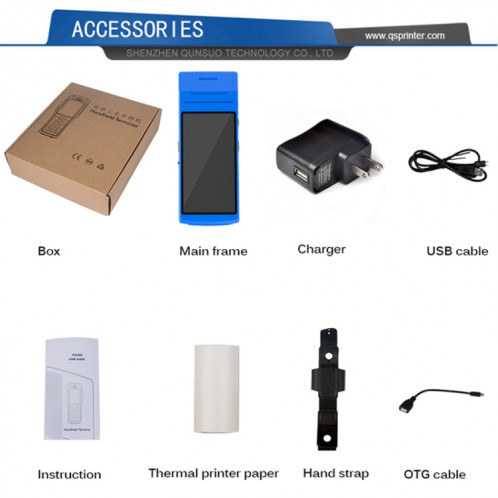 Écran IPS multi-fonction 5,5 pouces IPS Protection IP65 Terminal intelligent tout-en-un IP65, imprimante et micro à ligne thermique intégrée et haut-parleur, support WiFi & Bluetooth et GPS (bleu) SH234L271-011