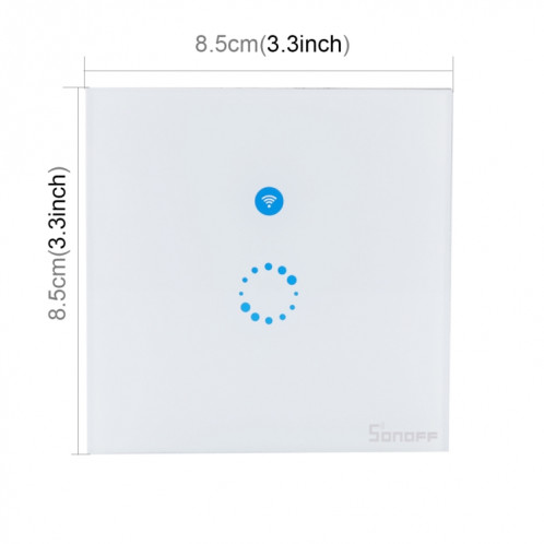 Sonoff Touch 86mm 1 Gang 1 Way panneau de verre trempé Interrupteur mural Smart Home Light Touch, compatible avec Alexa et Google Home, AC 90V-250V 400W 2A SS0004256-010