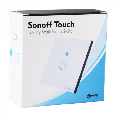 Sonoff Touch 86mm 1 Gang 1 Way panneau de verre trempé Interrupteur mural Smart Home Light Touch, compatible avec Alexa et Google Home, AC 90V-250V 400W 2A SS0004256-010