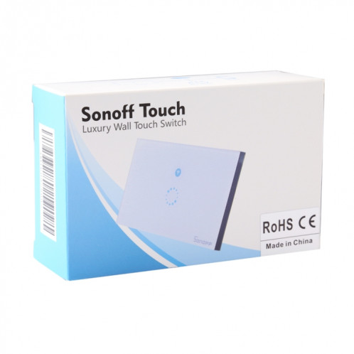 Sonoff Touch 120mm 1 Gang 1 Way panneau de verre trempé panneau tactile Smart Home Light Touch, Compatible avec Alexa et Google Home, AC 90V-250V 400W 2A SS00051034-010