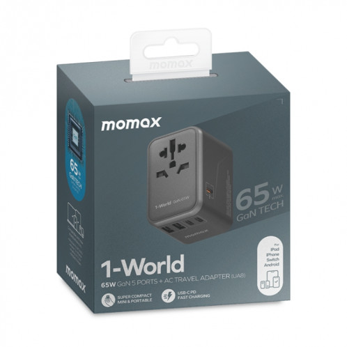 Adaptateur secteur chargeur rapide MOMAX 1-World UA8 PD 65W (blanc) SM071W1132-09