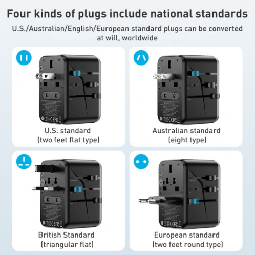 Adaptateur secteur chargeur rapide MOMAX 1-World UA8 PD 65W (violet) SM071P1476-09