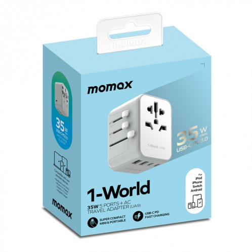 Adaptateur secteur chargeur rapide MOMAX 1-World UA9 PD 35 W (noir) SM072B1097-08