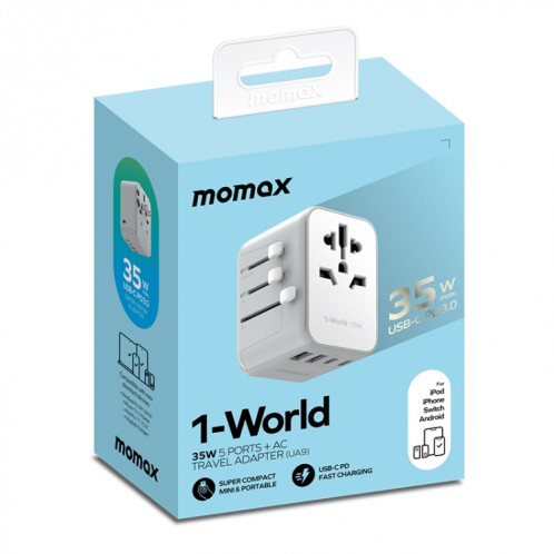 Adaptateur secteur chargeur rapide MOMAX 1-World UA9 PD 35 W (blanc) SM072W23-08