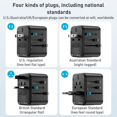 Adaptateur secteur chargeur rapide MOMAX 1-World UA9 PD 35 W (noir) SM072B1097-08