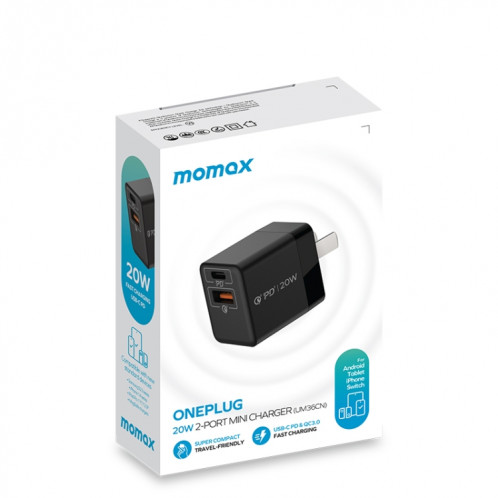 MOMAX UM36 PD 20W USB-C / Type-C + Adaptateur secteur chargeur rapide USB, prise CN (blanc) SM076W213-07