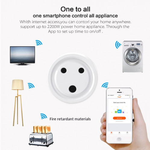 10A Mini Smart WiFi Socket Afrique du Sud Plug Télécommande Minuterie Interrupteur Adaptateur Électrique avec Alexa SH03691241-05