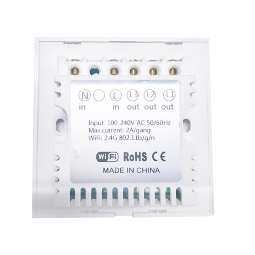 WS-UK-03 Interrupteur mural intelligent avec panneau en verre trempé EWeLink pour APP, écran tactile 2A 3 Gangs, AC 90V-250V, prise anglaise SH30251218-010