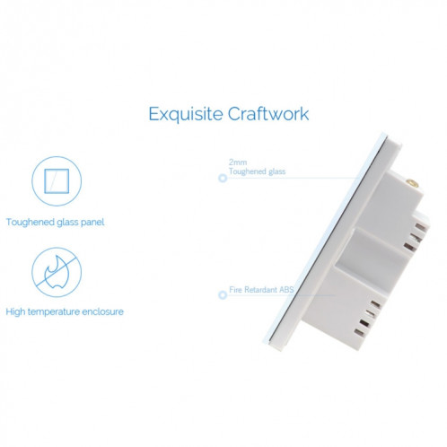 WS-UK-03 Interrupteur mural intelligent avec panneau en verre trempé EWeLink pour APP, écran tactile 2A 3 Gangs, AC 90V-250V, prise anglaise SH30251218-010
