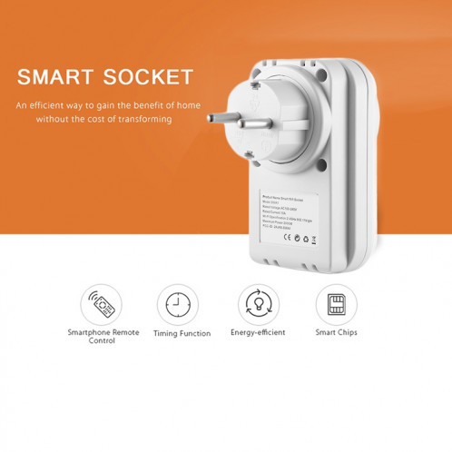Alexa SWA1 10A Home Automation Sans Fil Smart WiFi Socket, Soutien Smartphone Télécommande et Interrupteur de Minuterie, UE Plug SA235A1235-015