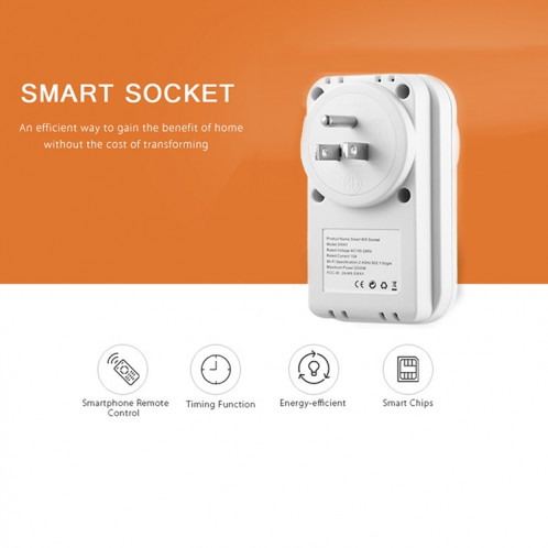 Alexa SWA1 10A Home Automation Sans Fil Smart WiFi Socket, Soutien Smartphone Télécommande et Interrupteur de Minuterie, US Plug SA235D724-016