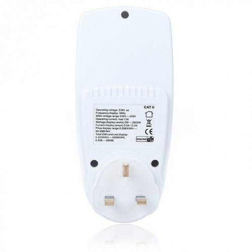 AC 230-250V 50Hz Max 13A LCD Affichage Compteur D'énergie Watt Volt Tension Analyseur De Puissance Automatique Moniteur D'électricité Analyseur Puissance, Prise UK SH263C1584-07
