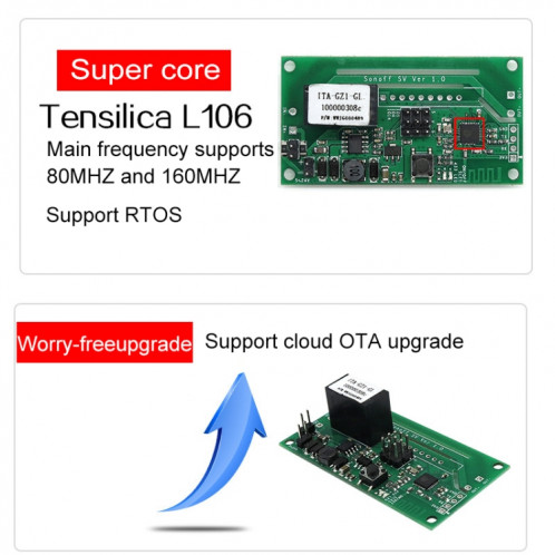 Sonoff SV 10A canal unique WiFi sans fil à distance de synchronisation Smart Switch Module de relais Fonctionne avec Alexa et Google Home, soutien iOS et Android, DC 5V-24V SH65061510-06