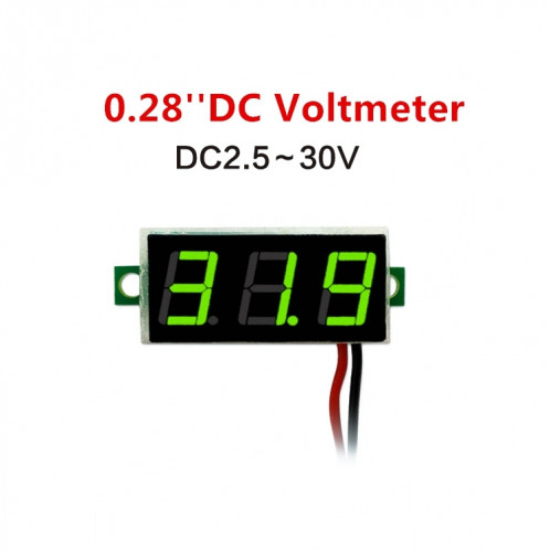 Tensiomètre numérique ajustable 2 fils, 10 PCS 0,28 pouces, Affichage couleur, Tension de mesure: DC 2,5-30 V (Vert) SH100G805-07