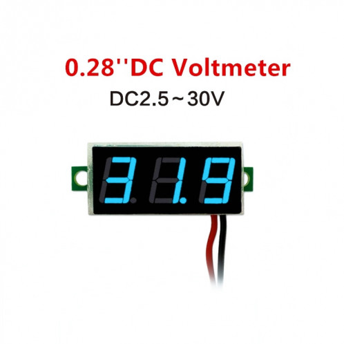 Tensiomètre numérique ajustable 2 fils, 10 PCS 0,28 pouces, Affichage couleur, Tension de mesure: DC 2,5-30 V (Bleu) SH100L290-07