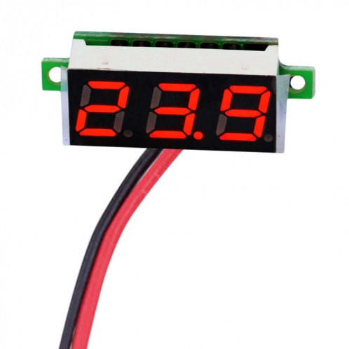 Tensiomètre numérique ajustable 2 fils, 0,28 pouce, Affichage couleur, Tension de mesure: DC 2.5-30V (Rouge) SH100R1701-07