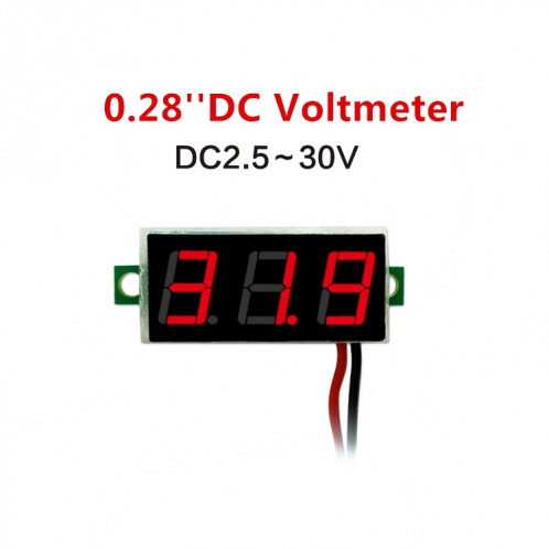 Tensiomètre numérique ajustable 2 fils, 0,28 pouce, Affichage couleur, Tension de mesure: DC 2.5-30V (Rouge) SH100R1701-07